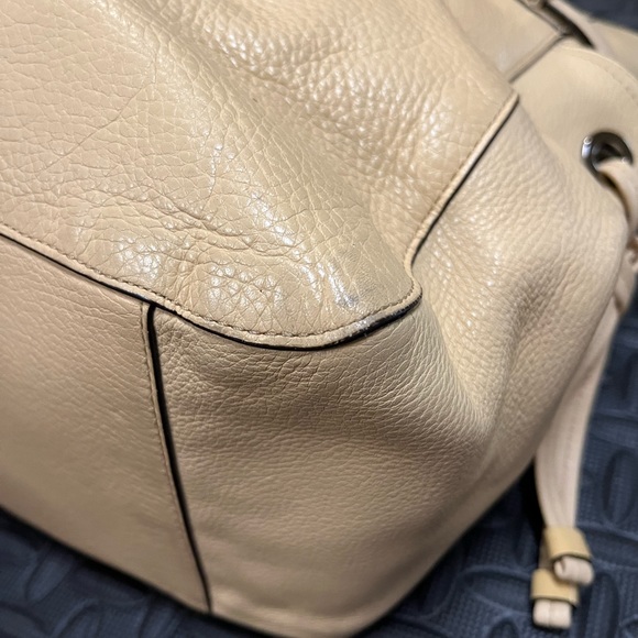 COACH COLETTE LG PEBBLED LEATHER STRIPE TOTE - Picture 8 of 10